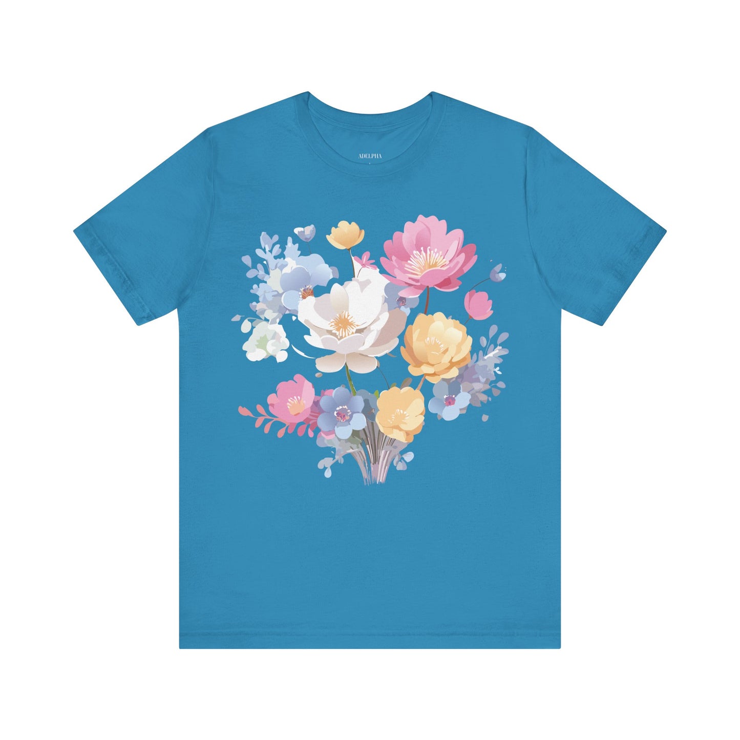 Natural Cotton Tee Shirt with Flowers