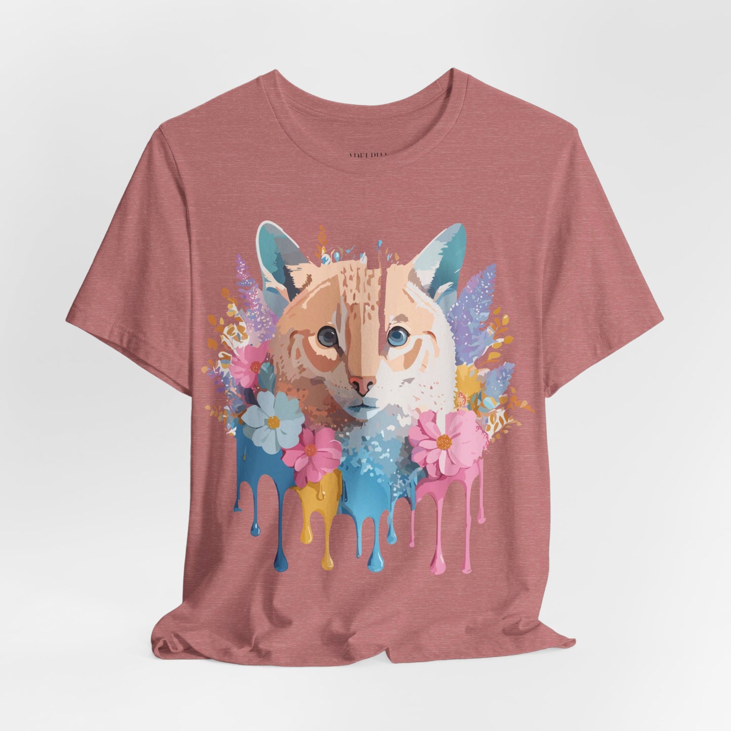 Natural Cotton Tee Shirt with Cat