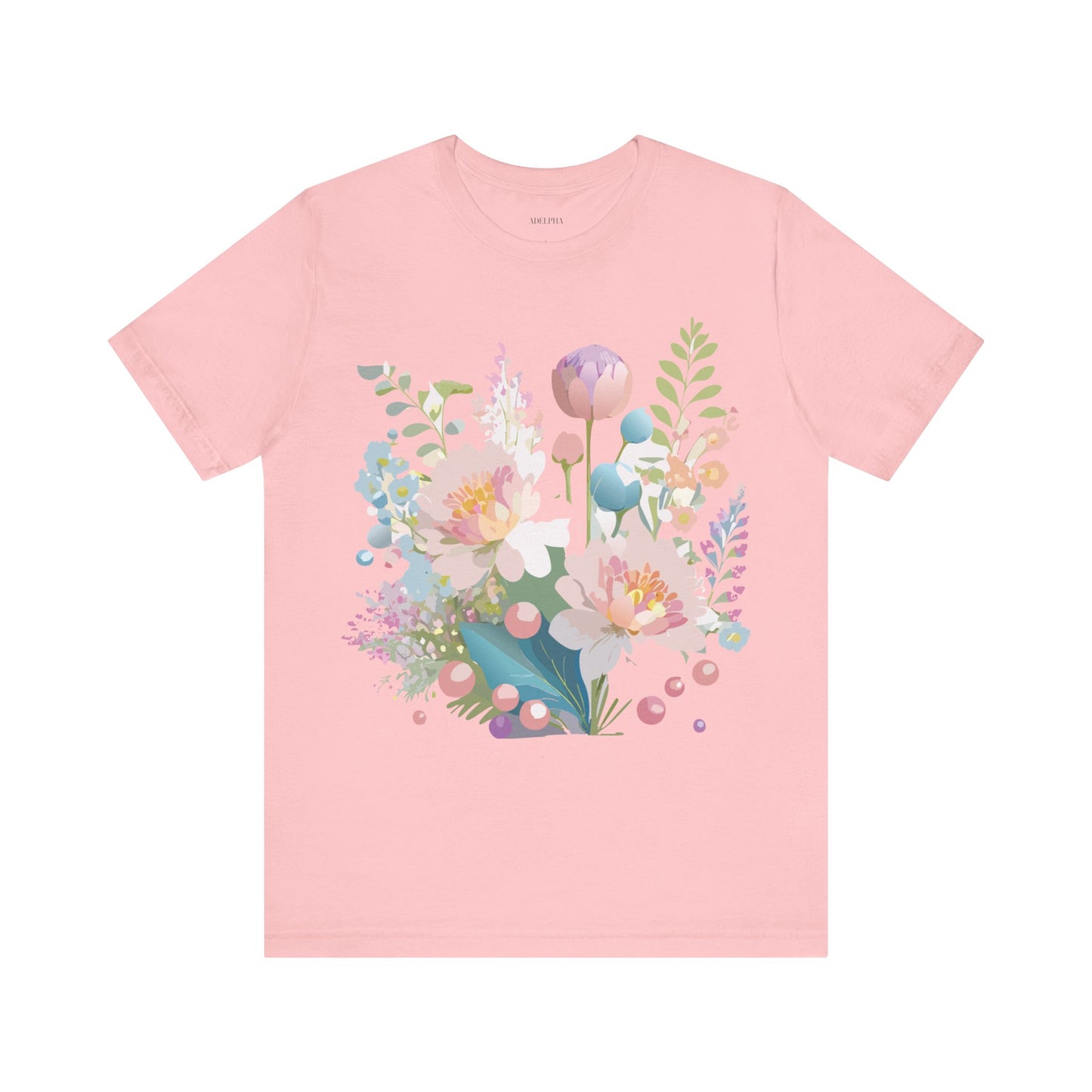 Natural Cotton Tee Shirt with Flowers