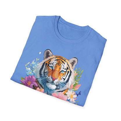 Tiger Print Unisex Softstyle T Shirt 100 Percent Ring Spun Cotton Tee