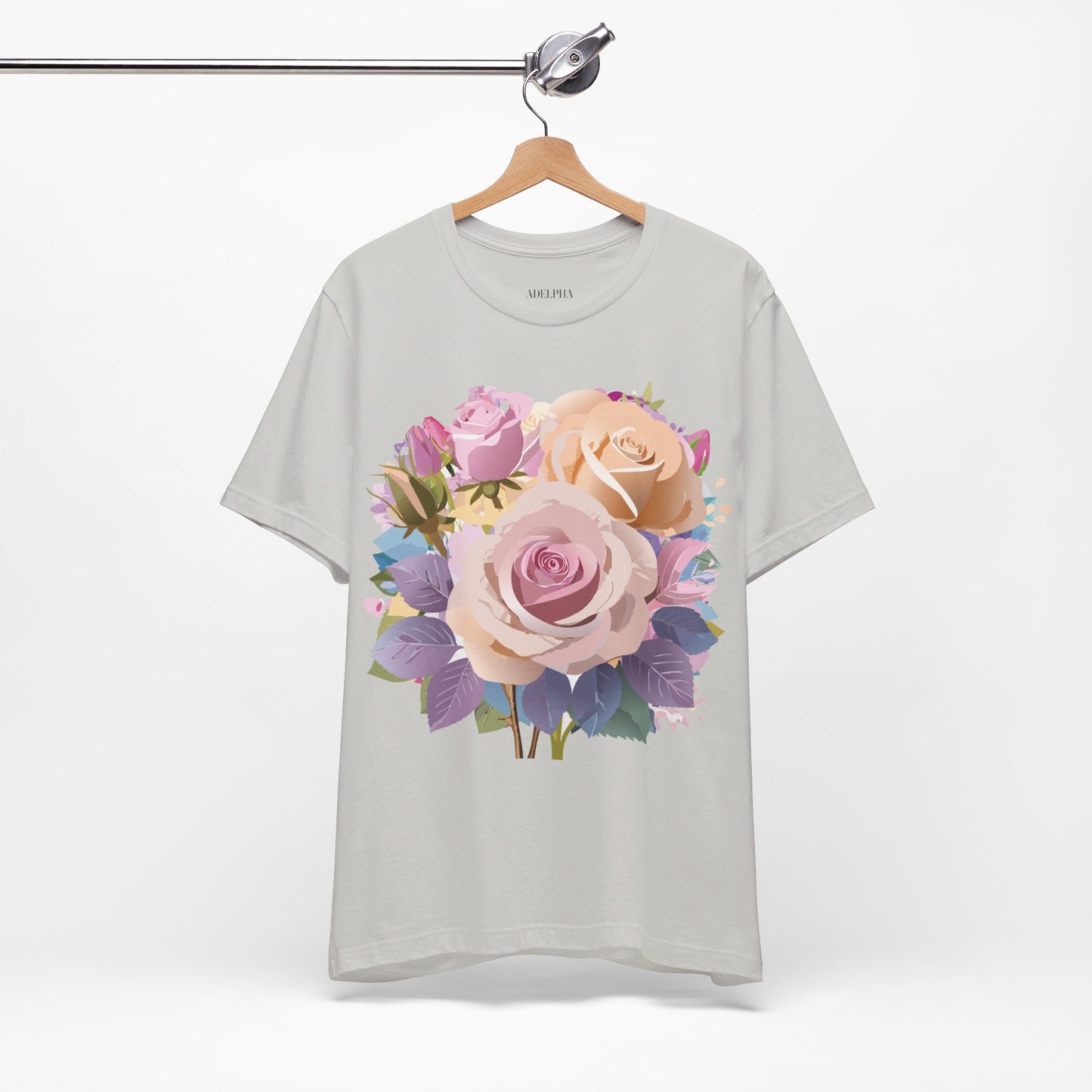 Natural Cotton Tee Shirt with Flowers