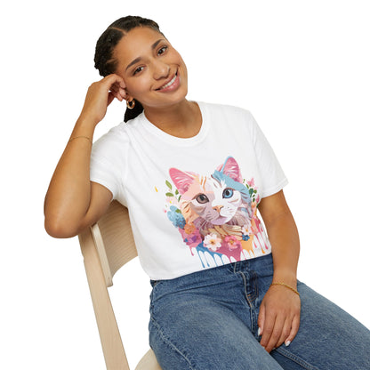Cat Shirt Unisex Softstyle Tee 100 Percent Ring Spun Cotton Kitten Tee