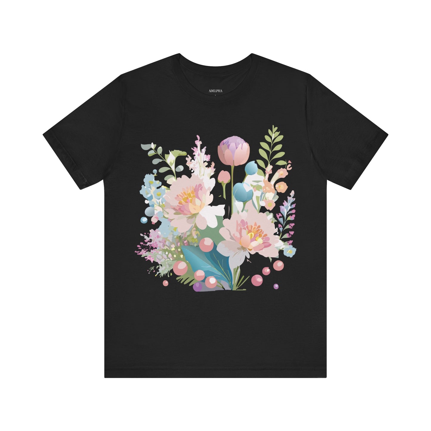 Natural Cotton Tee Shirt with Flowers