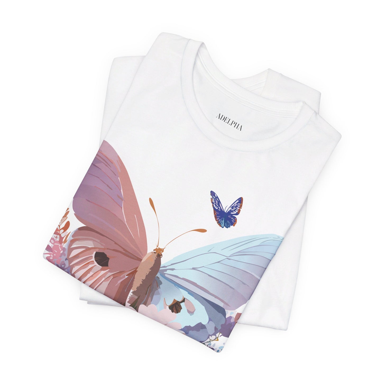 Natural Cotton Tee Shirt with Butterfly