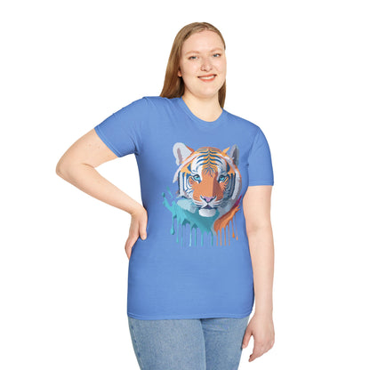 Tiger Print Shirt Unisex Softstyle Tee 100 Percent Ring Spun Cotton