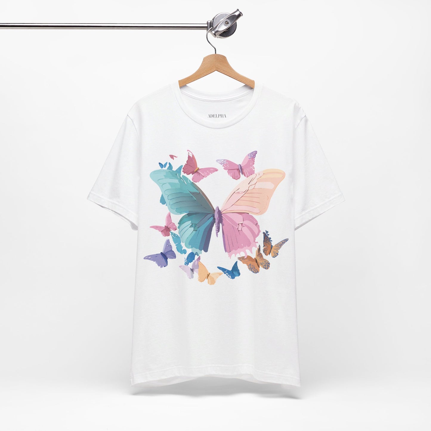 Natural Cotton Tee Shirt with Butterfly