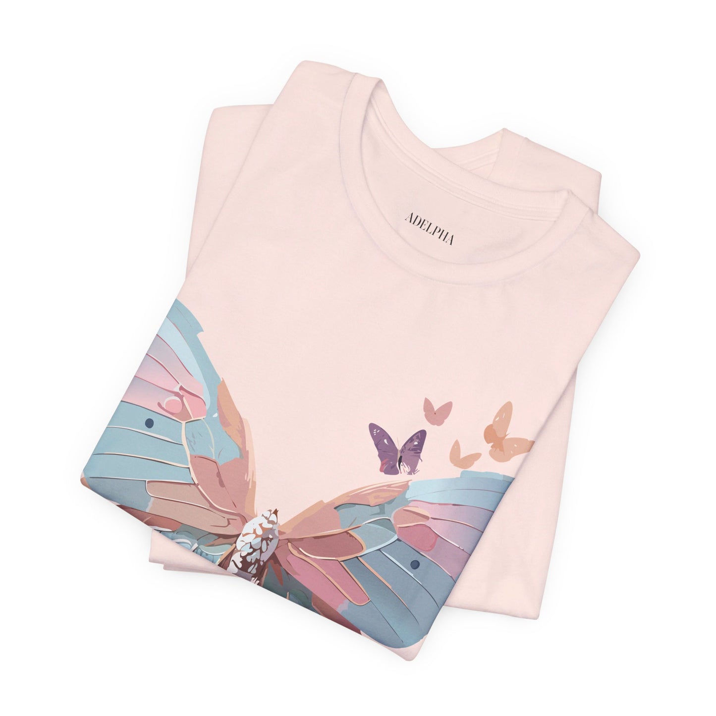 Natural Cotton Tee Shirt with Butterfly