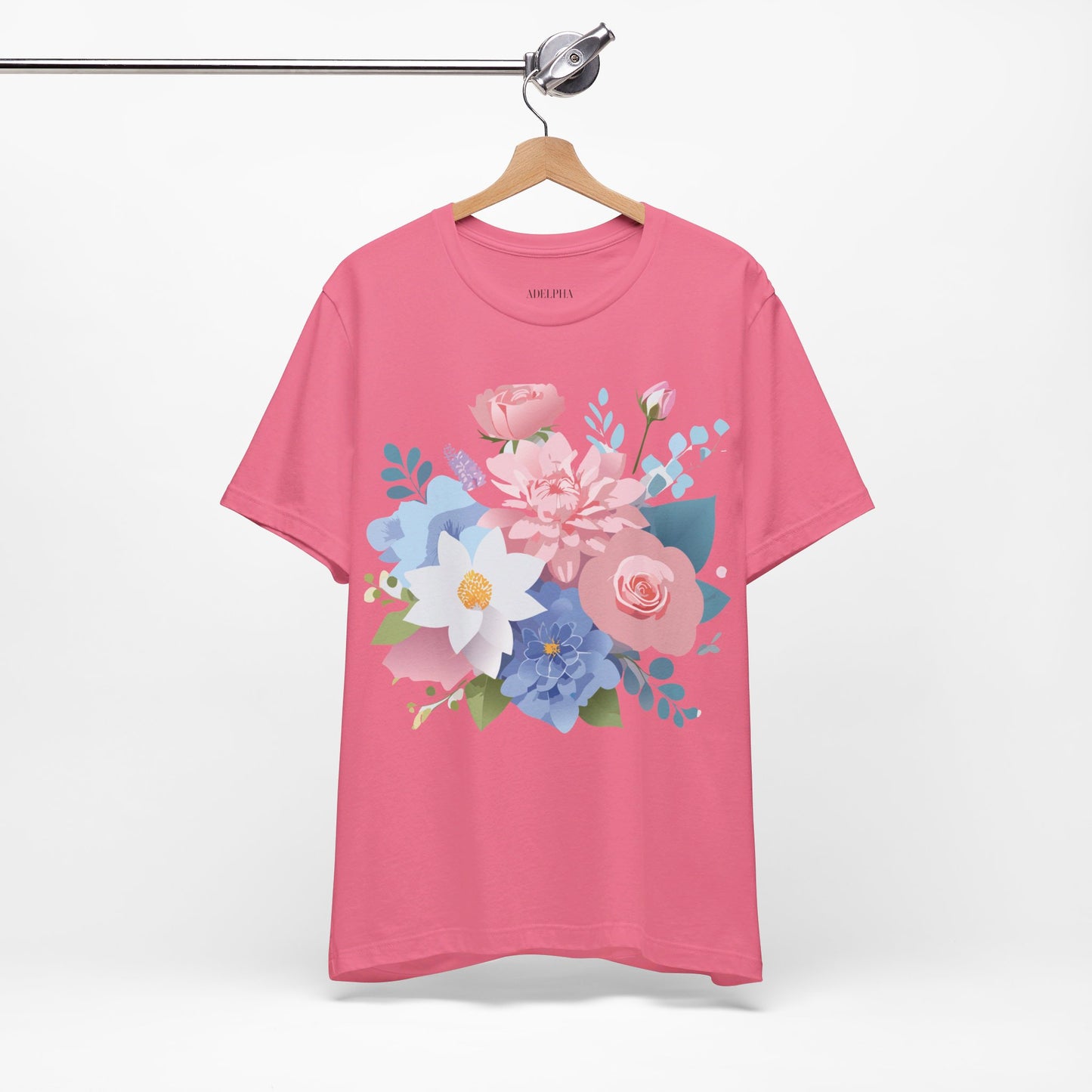 Natural Cotton Tee Shirt with Flowers