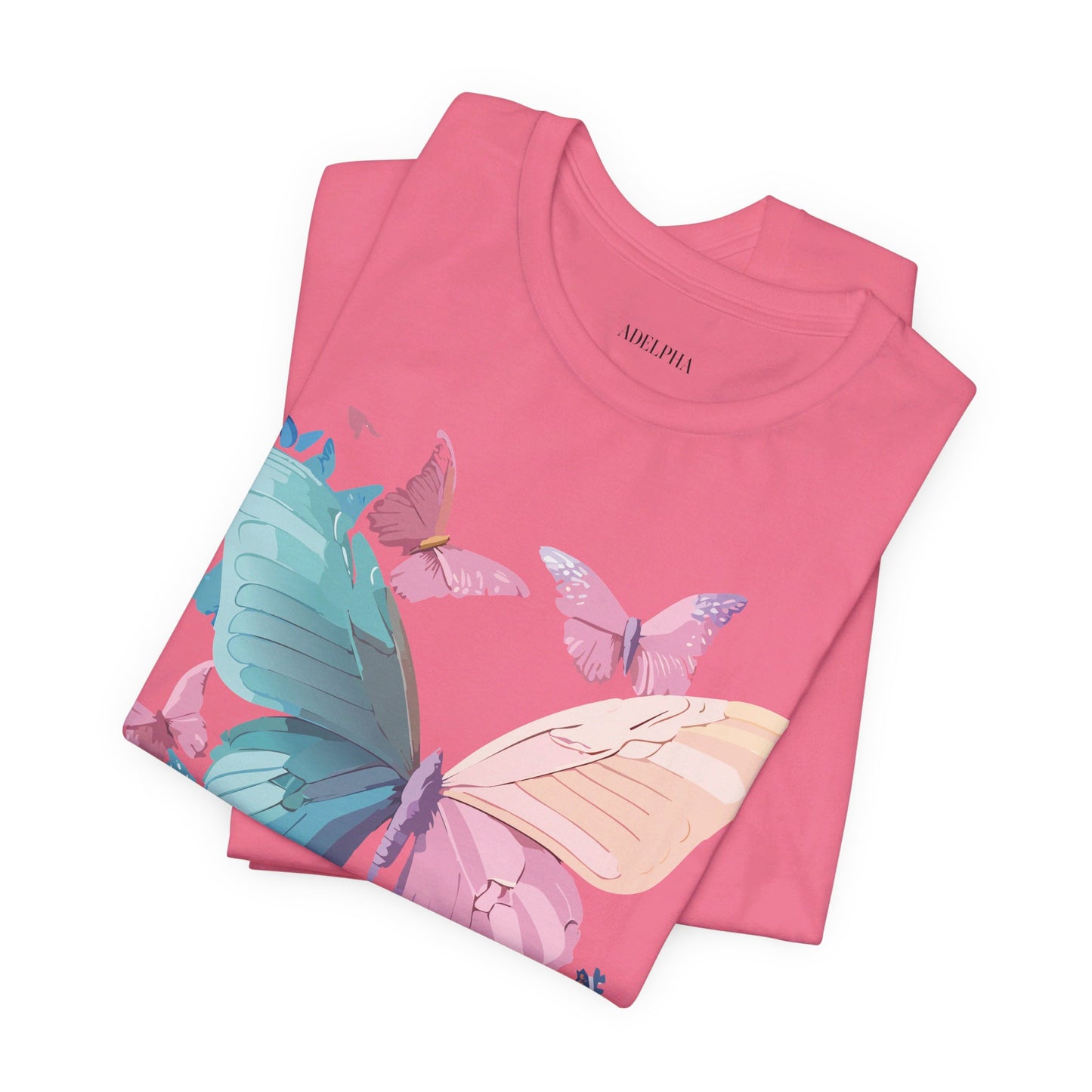 Natural Cotton Tee Shirt with Butterfly