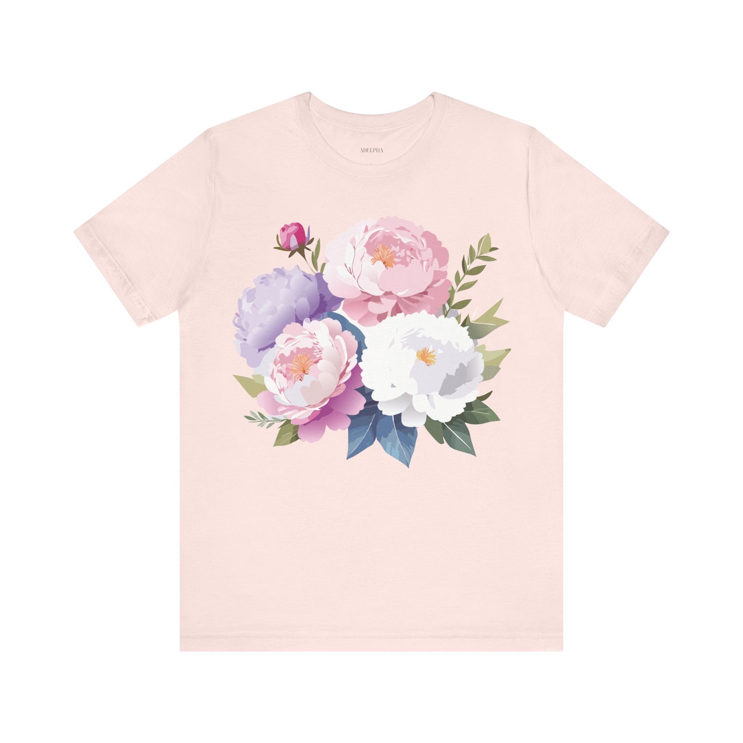 Natural Cotton Tee Shirt with Flowers