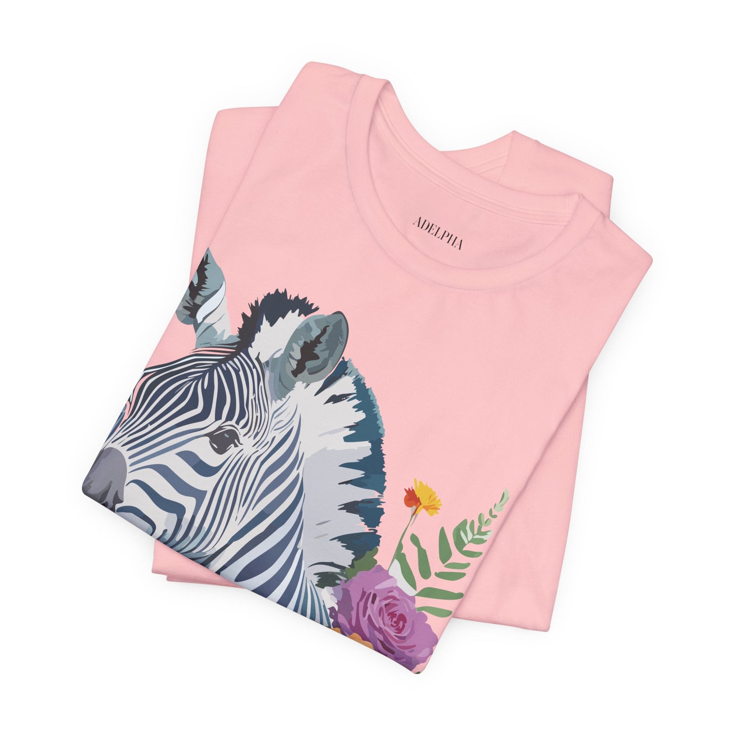 Natural Cotton Tee Shirt with Zebra