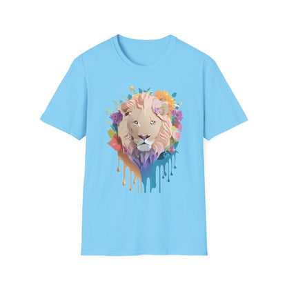 Unisex Lion Shirt Floral Lion Tee Softstyle Gildan 64000 100 Percent Cotton