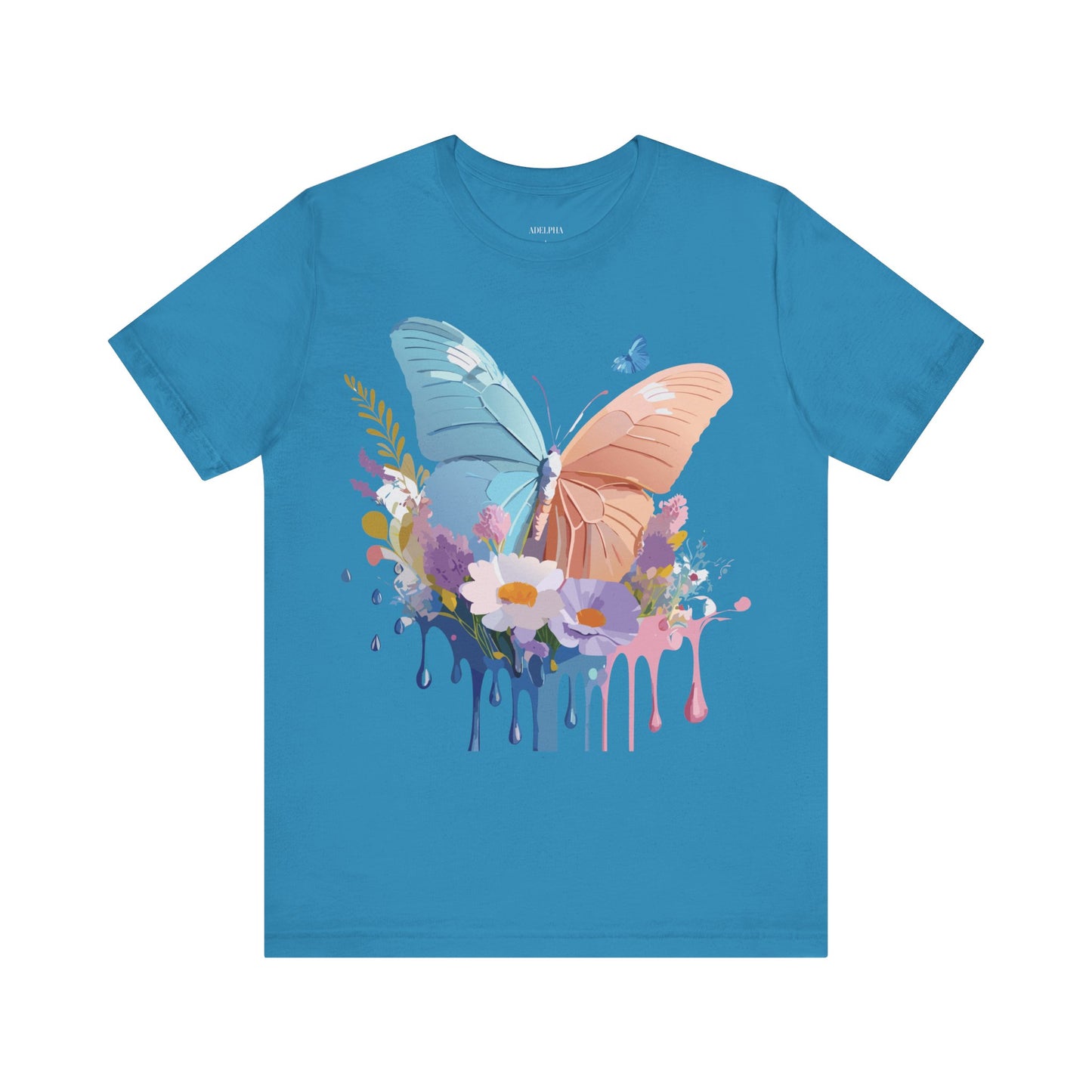 Natural Cotton Tee Shirt with Butterfly