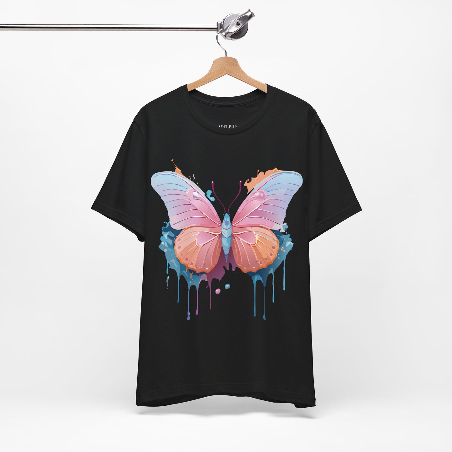 Natural Cotton Tee Shirt with Butterfly