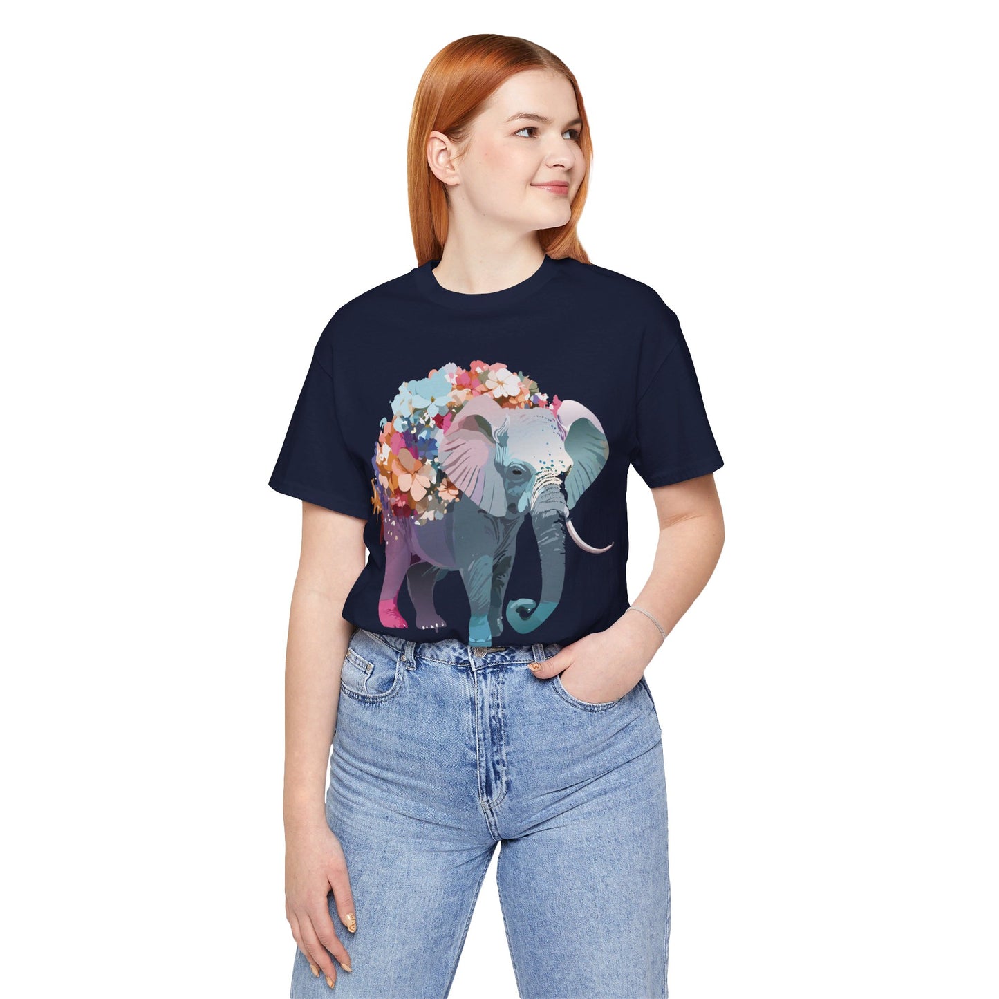 T-shirt en coton naturel avec motif éléphant