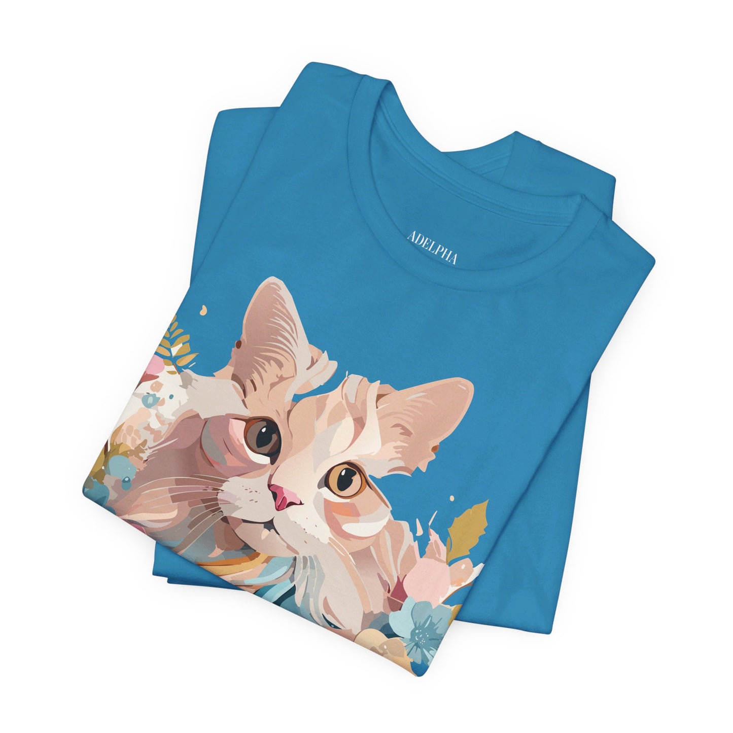 Natural Cotton Tee Shirt with Cat