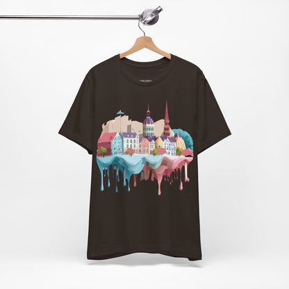 Natural Cotton Tee Shirt - Beautiful Places Collection - Warnemünde and Rostock - Germany Printify