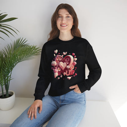 Unisex Floral Big Heart Sweatshirt Love Floral Valentine Day Cotton Poly Blend