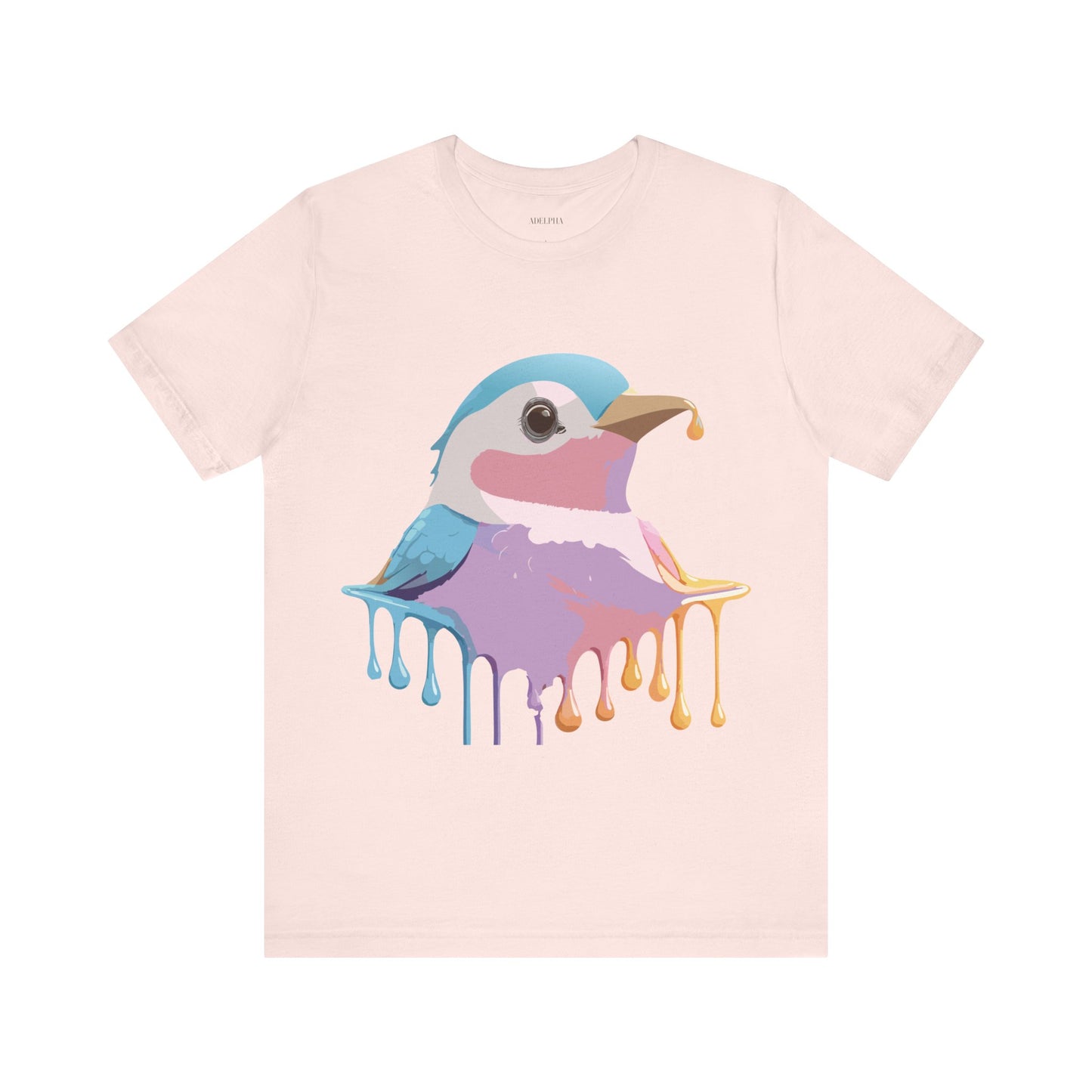 Natural Cotton Tee Shirt with Bird