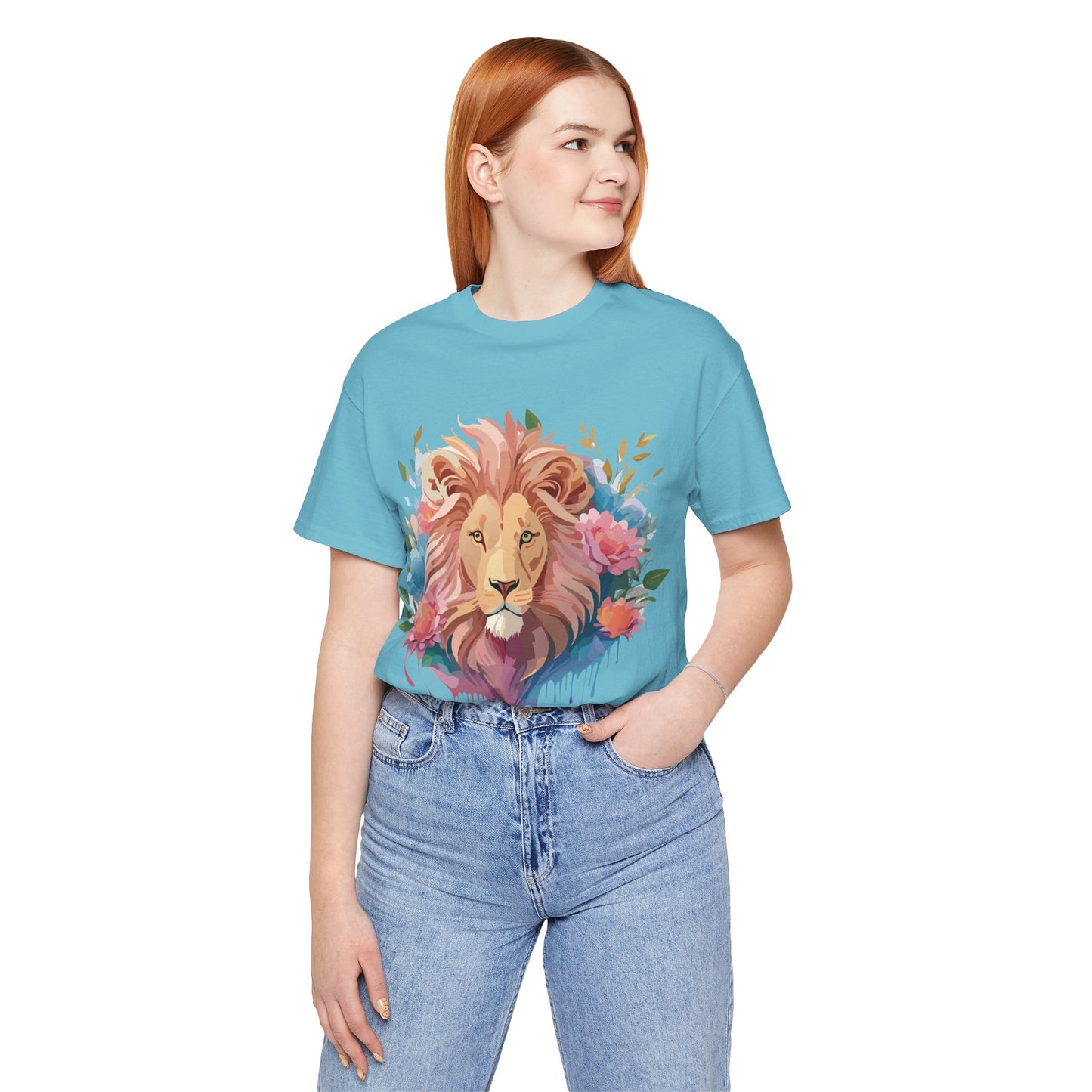 Natural Cotton Tee Shirt with Lion