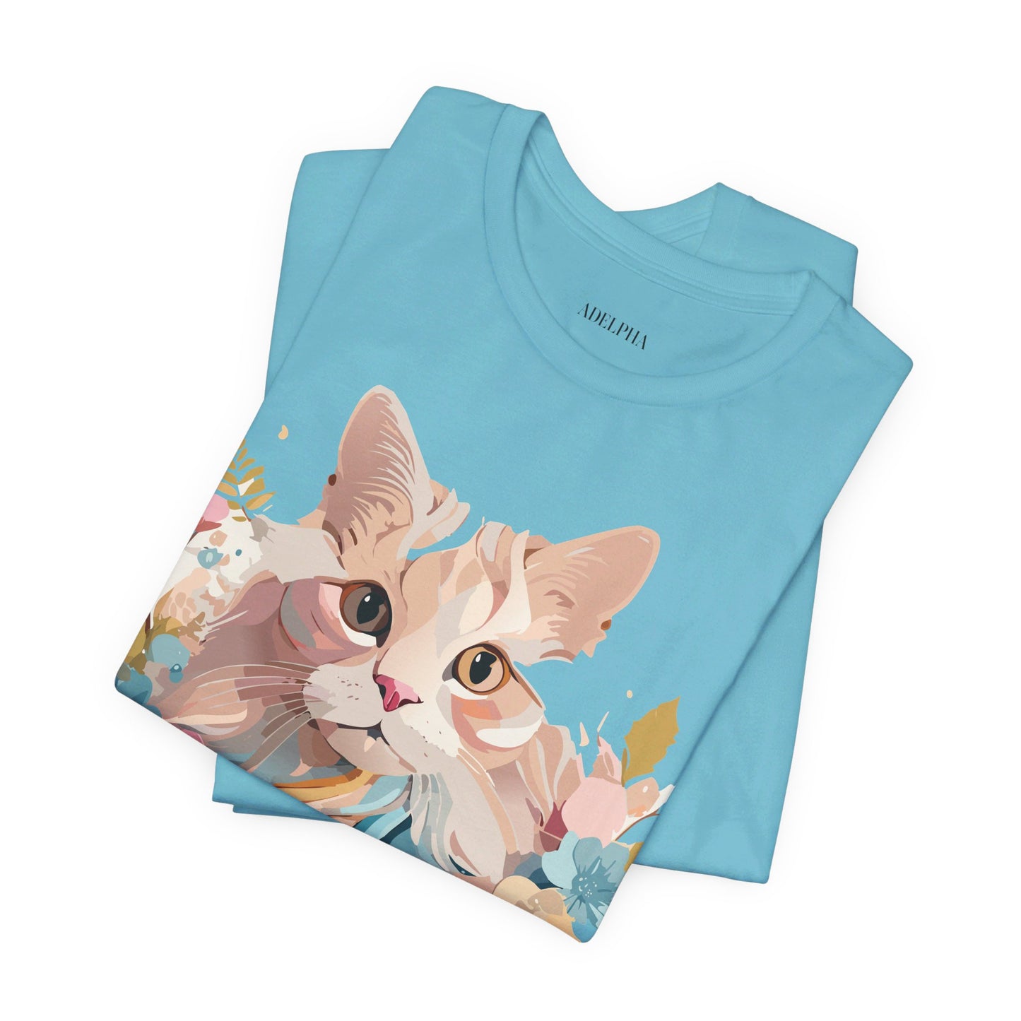 Natural Cotton Tee Shirt with Cat