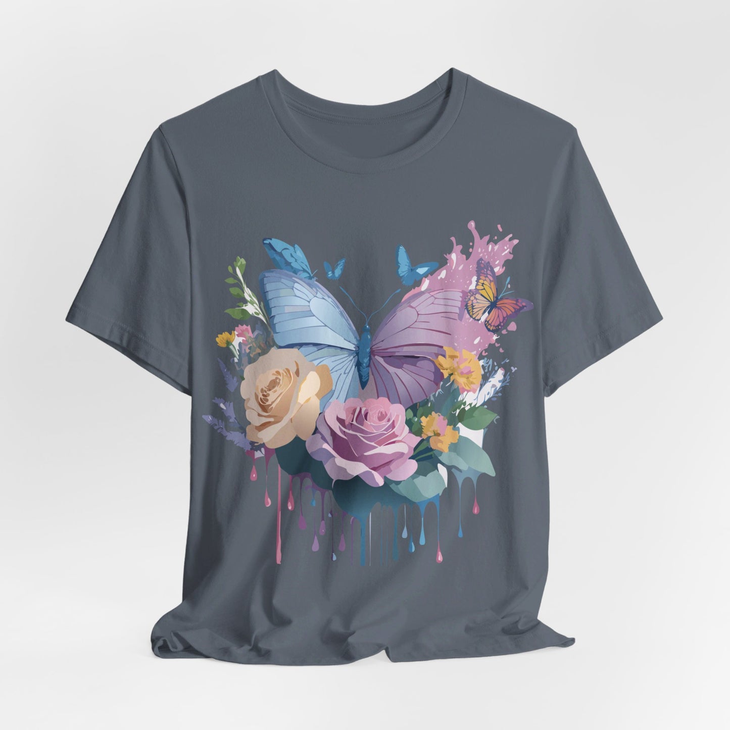 Natural Cotton Tee Shirt with Butterfly