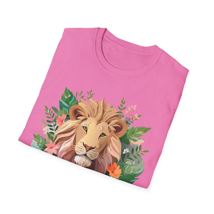 Lion Shirt Unisex Floral Lion Tee Animal Print Short Sleeve Tee