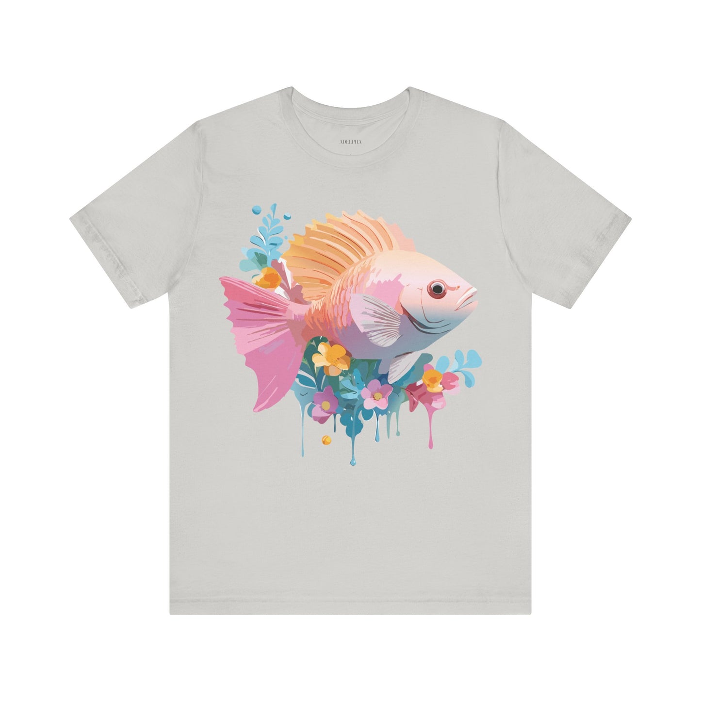 Natural Cotton Tee Shirt with Fish