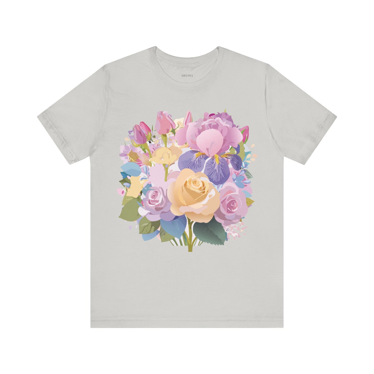 Natural Cotton Tee Shirt with Flowers