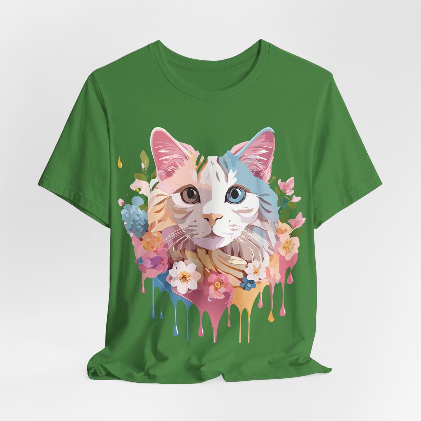 Natural Cotton Tee Shirt with Cat