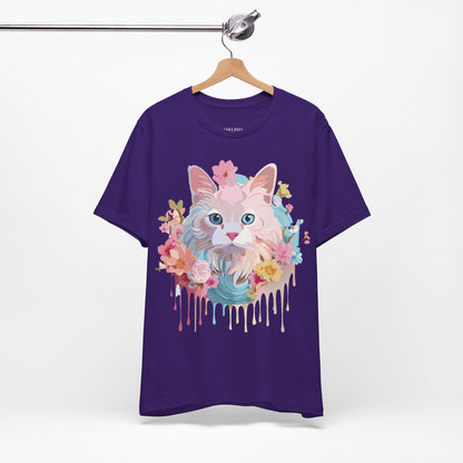 Natural Cotton Tee Shirt with Cat Printify