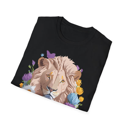 Lion Shirt Unisex Floral Lion Tee Gildan Softstyle 64000 Short Sleeve