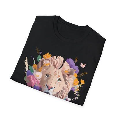 Unisex Lion Shirt Floral Lion Tee Softstyle 64000 Gildan Cotton Tee