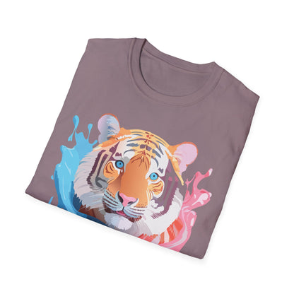 Tiger Shirt Unisex Animal Print Tee Gildan Softstyle 64000 Cotton