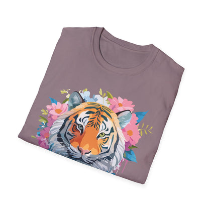 Tiger Print Shirt Unisex Short Sleeve Tee Gildan Softstyle 64000
