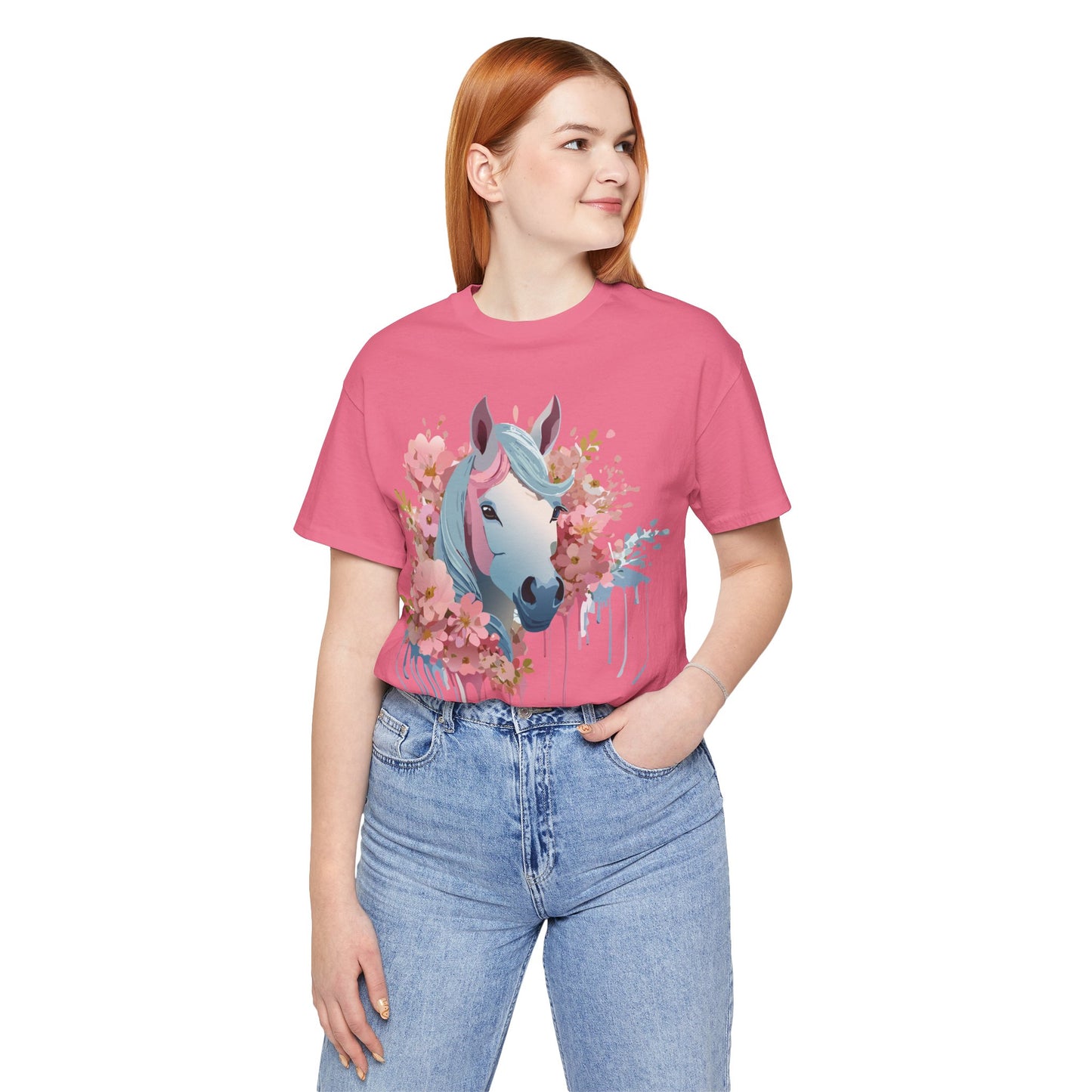 Natural Cotton Tee Shirt with Horse