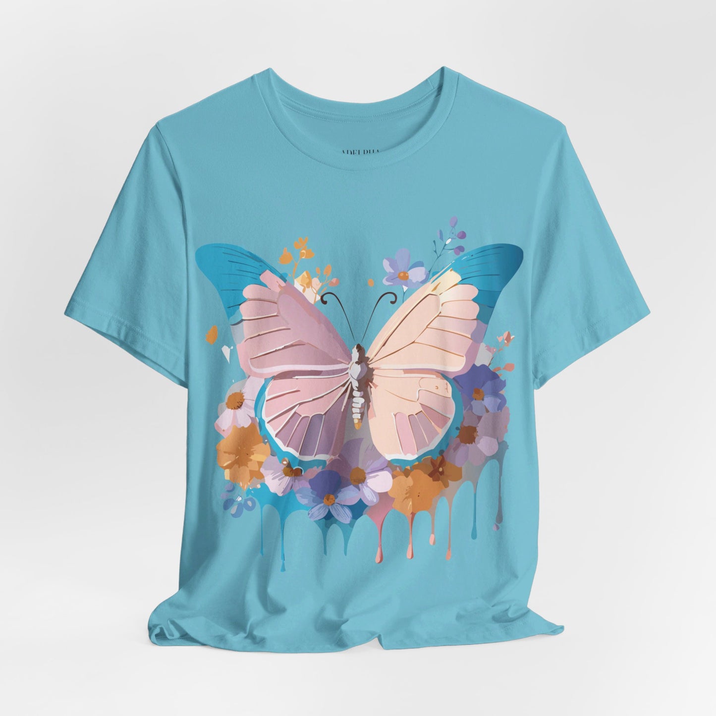 Natural Cotton Tee Shirt with Butterfly