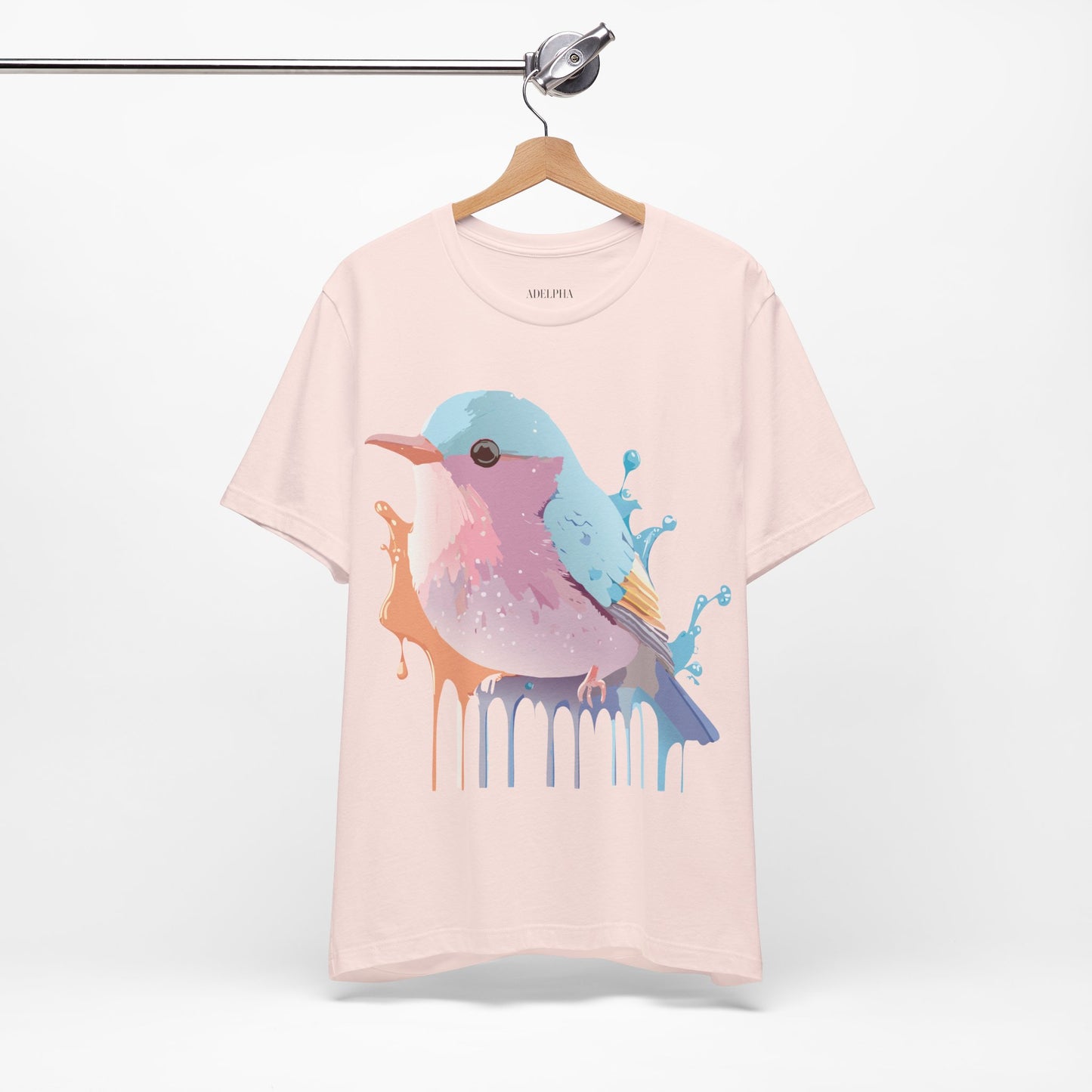 Natural Cotton Tee Shirt with Bird