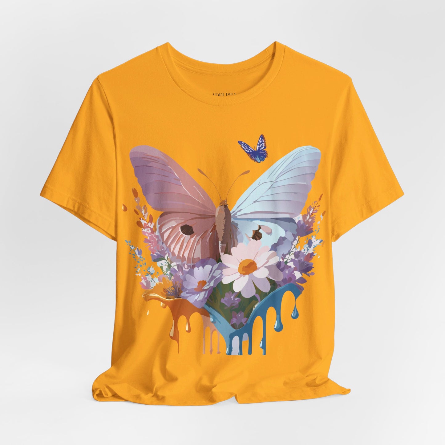 Natural Cotton Tee Shirt with Butterfly