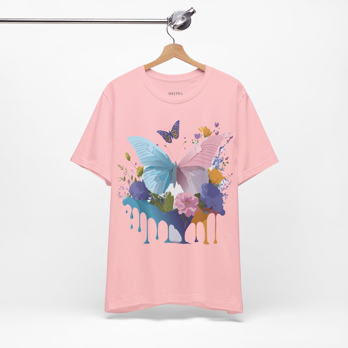 Natural Cotton Tee Shirt with Butterfly