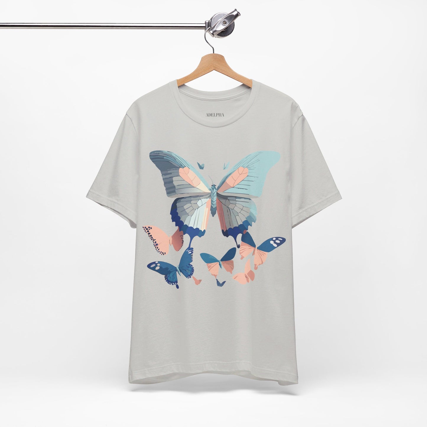 Natural Cotton Tee Shirt with Butterfly