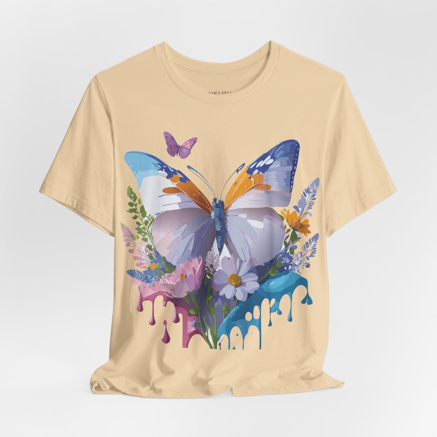 Natural Cotton Tee Shirt with Butterfly