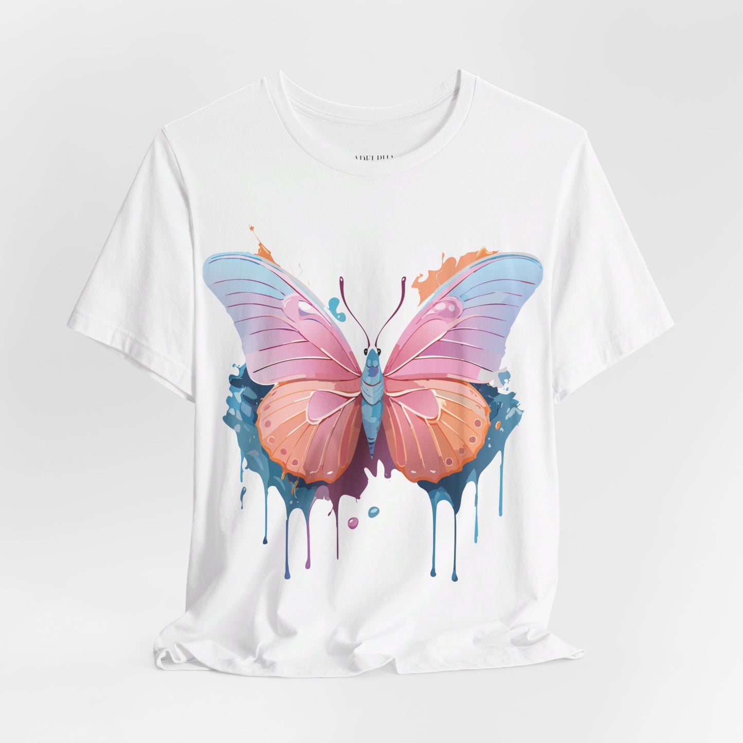 Natural Cotton Tee Shirt with Butterfly