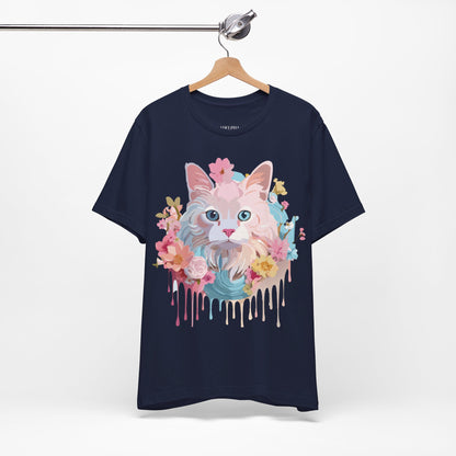 Natural Cotton Tee Shirt with Cat Printify
