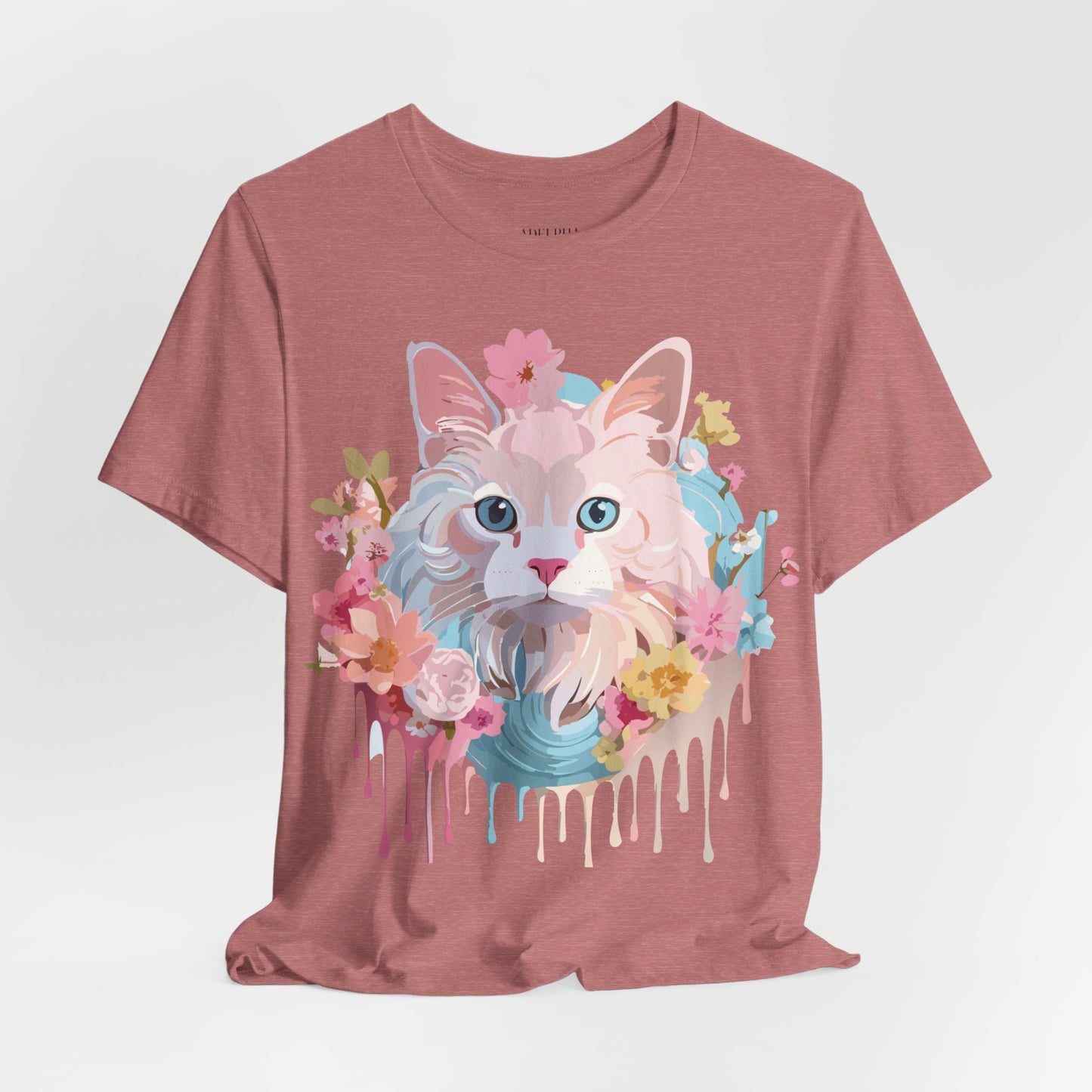 Natural Cotton Tee Shirt with Cat