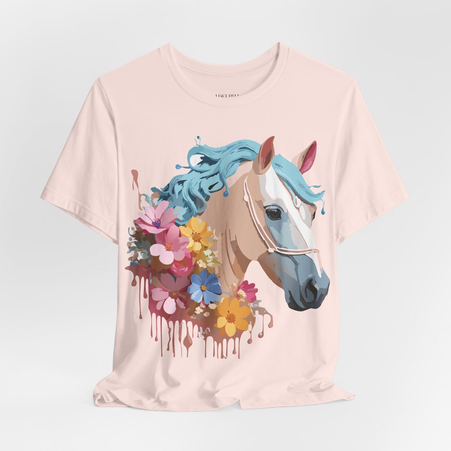 Natural Cotton Tee Shirt with Horse