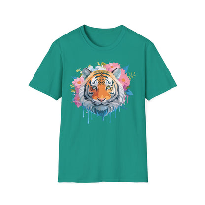 Tiger Print Shirt Unisex Short Sleeve Tee Gildan Softstyle 64000
