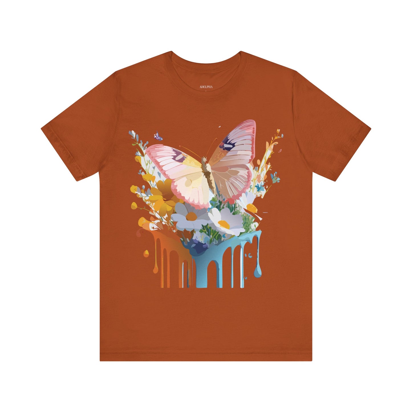 Natural Cotton Tee Shirt with Butterfly