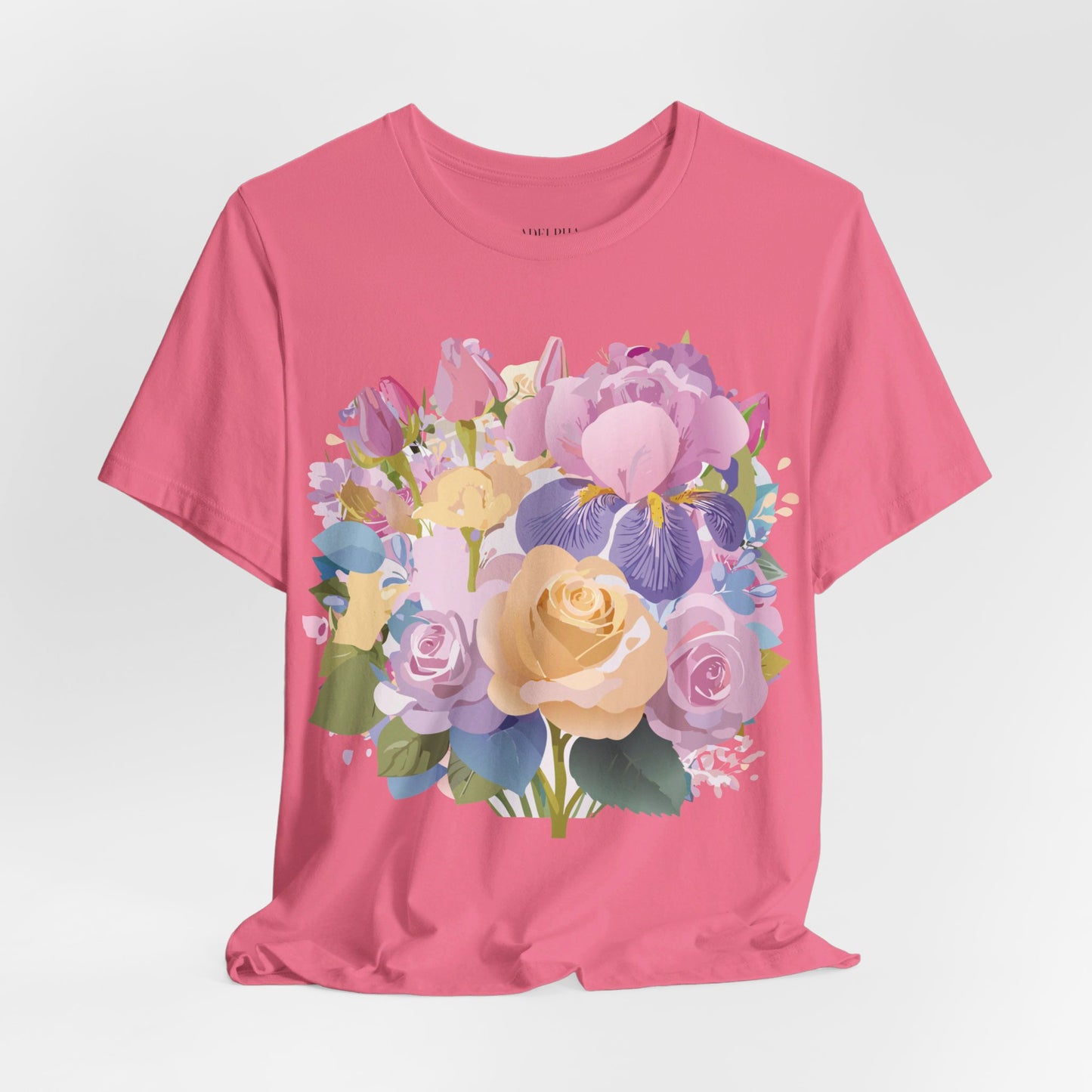 Natural Cotton Tee Shirt with Flowers