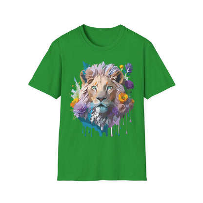 Unisex Lion Shirt Floral Lion Tee Animal Print Tee Gildan 64000